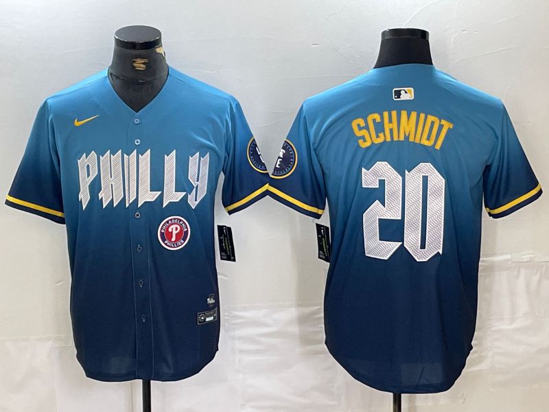 Men Philadelphia Phillies #20 Schmidt Blue City Edition Nike 2024 MLB Jersey style 2->houston astros->MLB Jersey